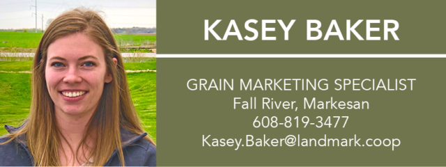 Business card contact info for grain marketing specialist kasey baker