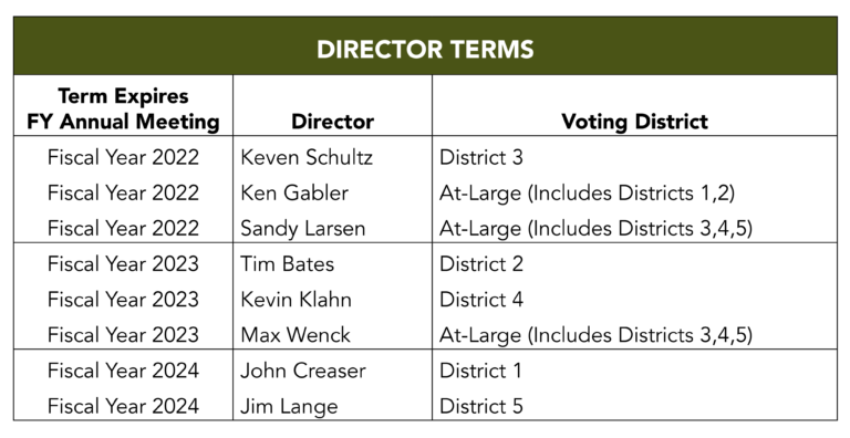 Table describing director terms for coop districts